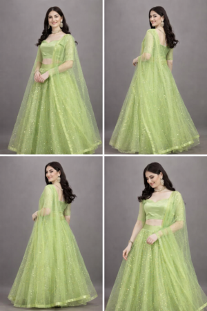 fashion clothes , fashion store , girls fashion , Self Design Semi Stitched Lehenga Choli (Green)|Lehenga Choli|